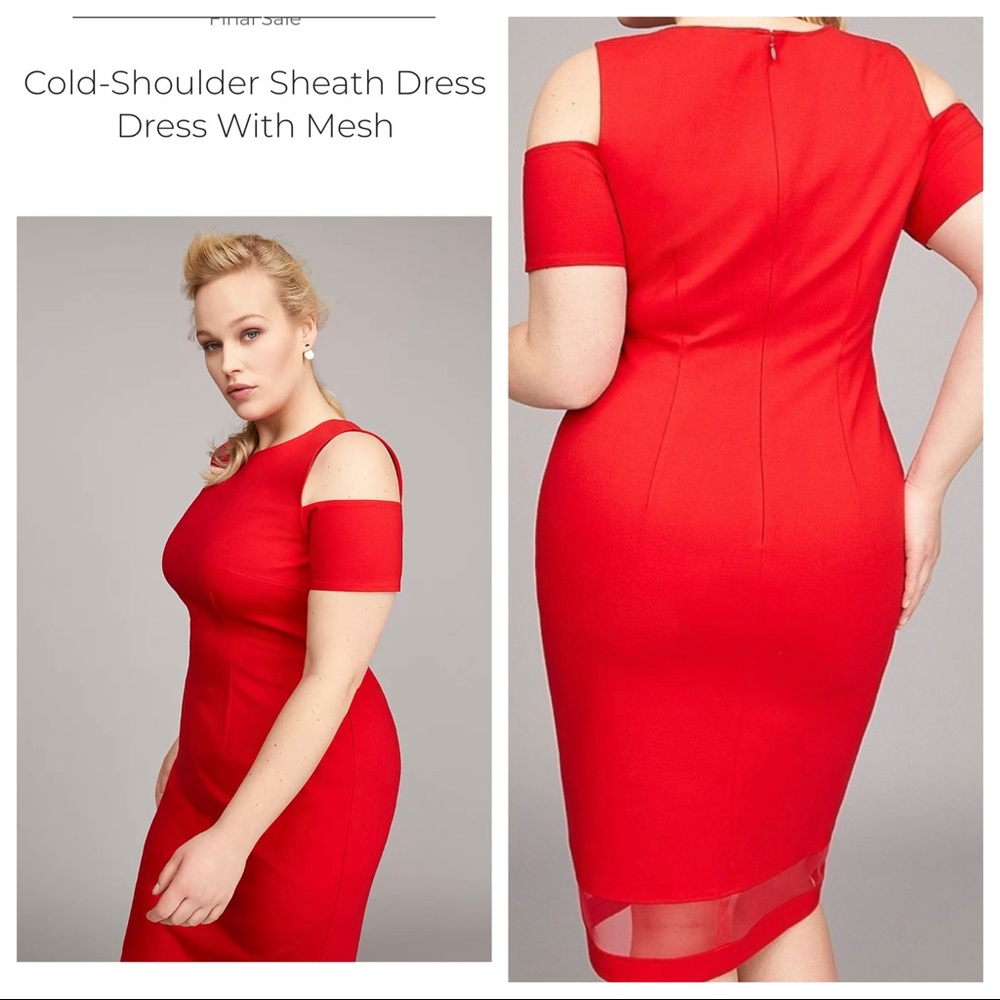 Lane Bryant Cold Shoulder Sheath Dress with Mesh